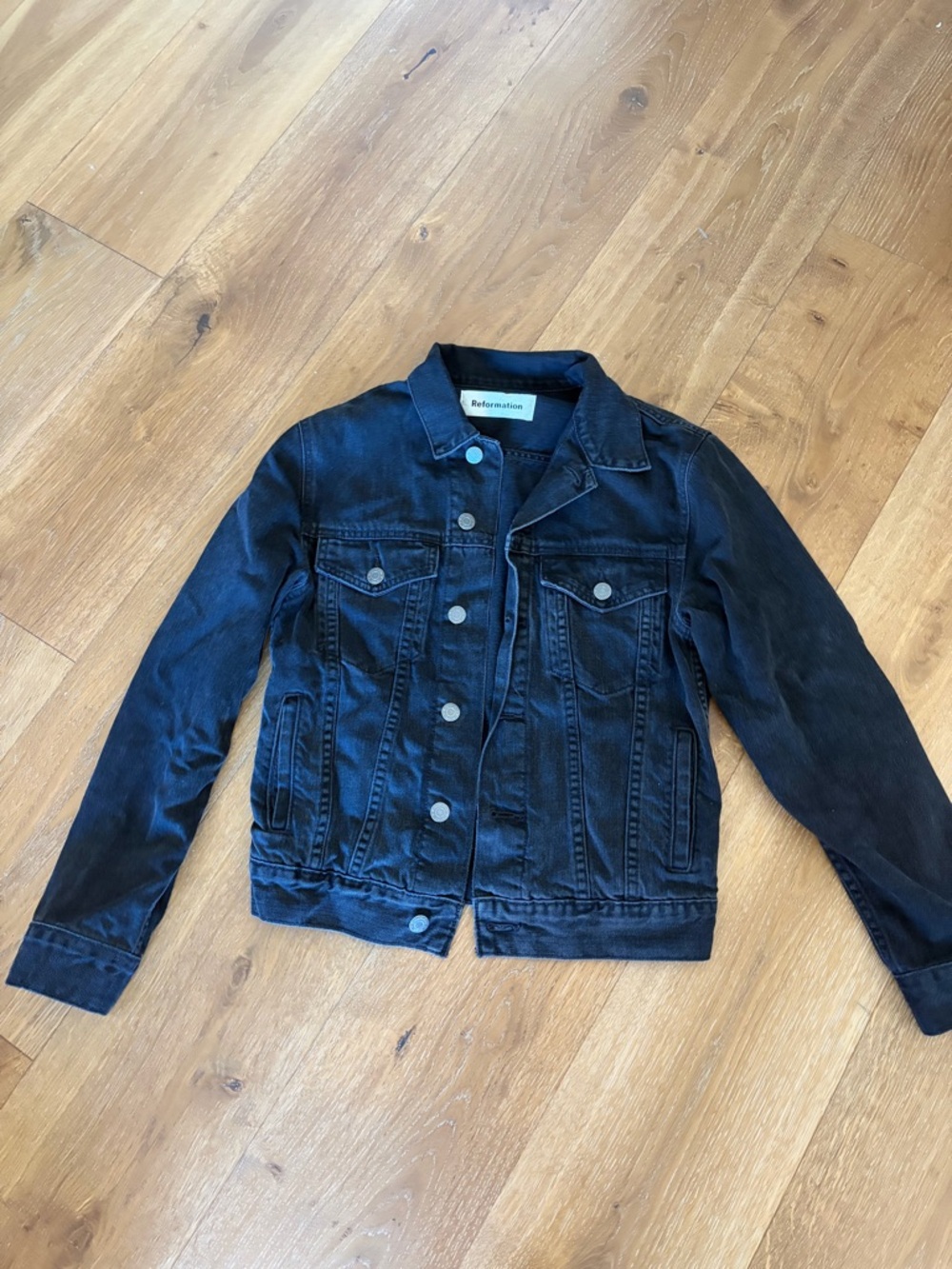 Reformation Black Denim Trucker Jacket